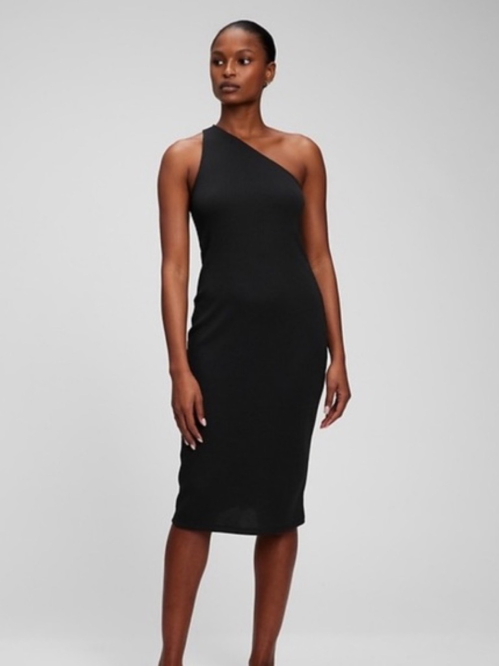 GAP One-Shoulder Black Midi Dress LARGE TALL